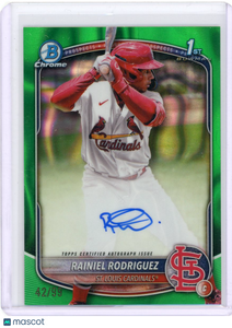 Rainiel Rodriguez - 2025 Bowman Chrome Green Lava Refractor 1st Auto /99