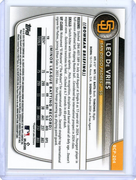 Leo De Vries - 2025 Bowman Chrome Gold Reptillian Refractor /50