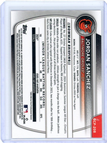 Jordan Sanchez - 2025 Bowman Chrome Orange Wave Refractor 1st /25