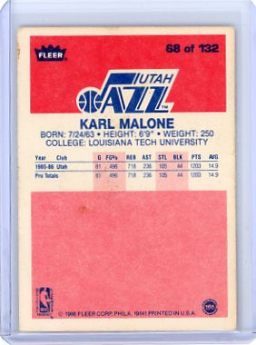 Karl Malone - 1986 Fleer Basketball #68 Utah Jazz