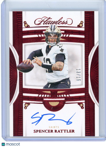 Spencer Rattler - 2025 Panini Flawless Ruby Rookie Auto /15 RC