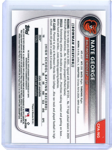 Nate George - 2024 Bowman Chrome 1st Prospect Auto CPA-NG