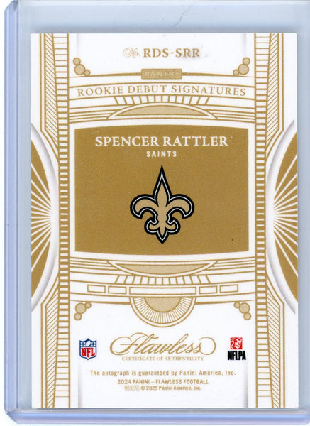 Spencer Rattler - 2025 Panini Flawless Ruby Rookie Auto /15 RC