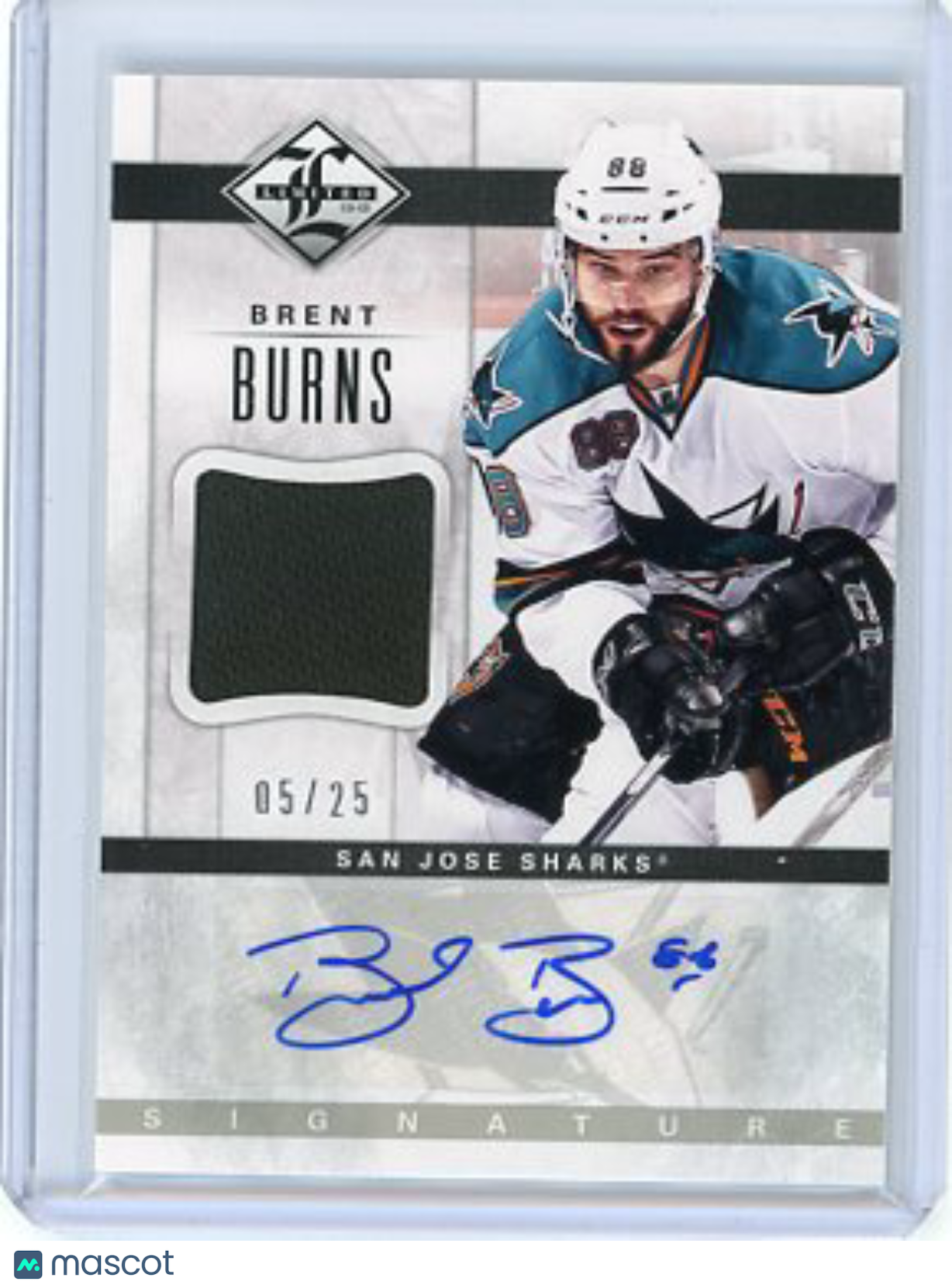 Brent Burns - 2012-13 Panini Limited Signature 05/25 Jersey Patch Auto Sharks