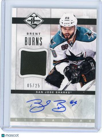Brent Burns - 2012-13 Panini Limited Signature 05/25 Jersey Patch Auto Sharks