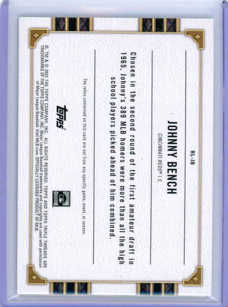Johnny Bench - 2022 Topps Triple Threads Game Used Relic Green /18