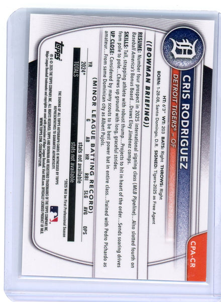 Cris Rodriguez - 2025 Bowman Chrome 1st Prospect Auto