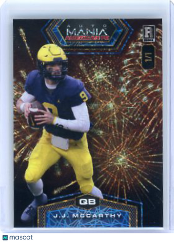 J.J. McCarthy - 2024 Wild Card Auto Mania 1/1 Rookie AMAH-JM