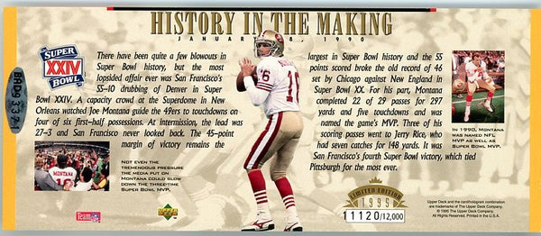 Joe Montana - 1995 Upper Deck Montana's Showcase Super Bowl XXIV Auto 229/500