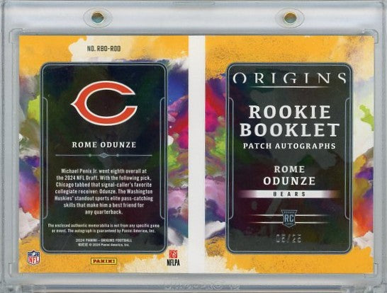 Rome Odunze - 2024 Panini Origins Rookie Booklet Patch Gold 08/25 RBO-ROD