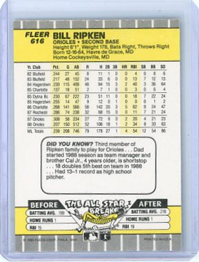 Bill Ripken - 1989 Fleer FF Error #616