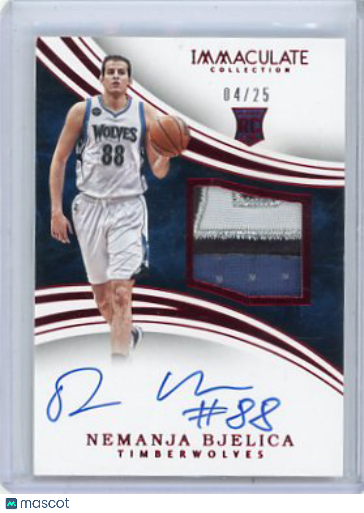 Nemanja Bjelica - 2015-16 Panini Immaculate Rookie Auto Patch Red 04/25 #128