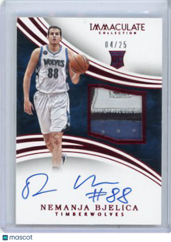 Nemanja Bjelica - 2015-16 Panini Immaculate Rookie Auto Patch Red 04/25 #128