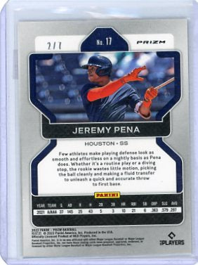 Jeremy Pena - 2022 Panini Prizm Purple Shimmer FOTL Rookie 2/7 #17