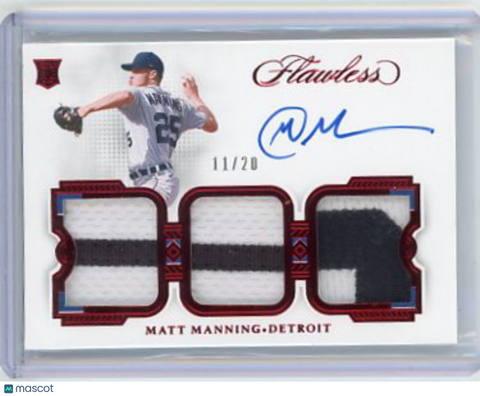 Matt Manning - 2022 Panini Flawless Rookie Patch Auto 11/20 Red TPA-MM