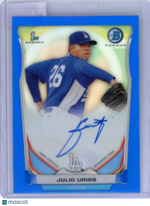 Julio Urias - 2013 1st Bowman Chrome Auto 35/150 Topps Blue Refractor BCAP-JU