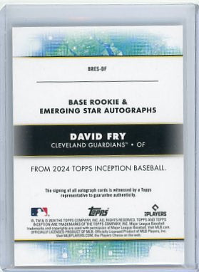 David Fry - 2024 Topps Inception Auto 006/199 BRES-DF