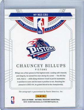 Chauncey Billups - 2003 Panini National Treasures Greatest Signatures 22/49