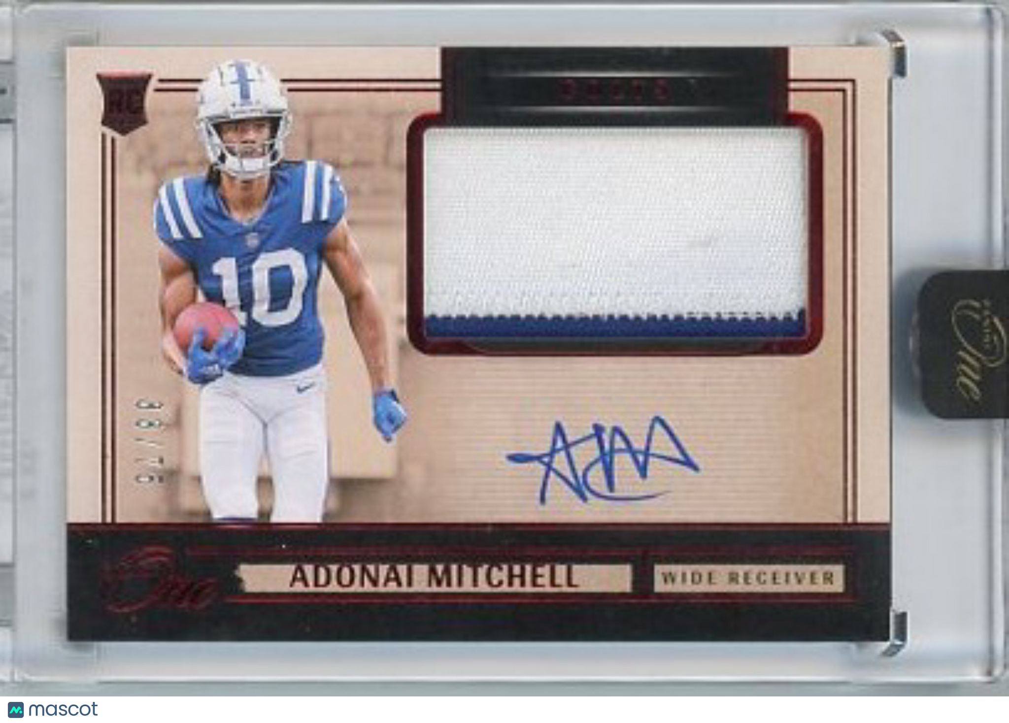 Adonai Mitchell - 2024 Panini One Football Rookie Patch Auto Red 33/75 #7
