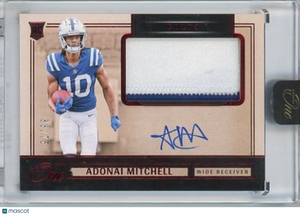 Adonai Mitchell - 2024 Panini One Football Rookie Patch Auto Red 33/75 #7