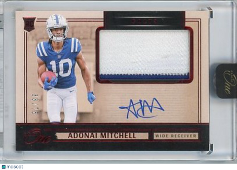 Adonai Mitchell - 2024 Panini One Football Rookie Patch Auto Red 33/75 #7