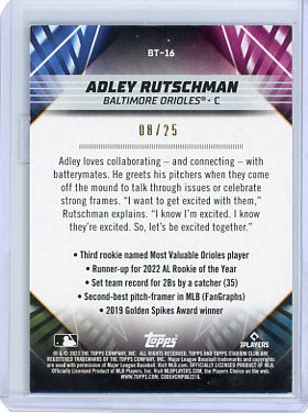 Adley Rutschman - 2023 Topps Stadium Club Beam Team Rookie Black 08/25 BT-16