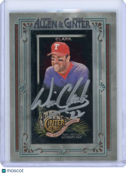 Will Clark - 2022 Topps Allen & Ginter Framed Mini Auto Black 39/50 MA-WCL
