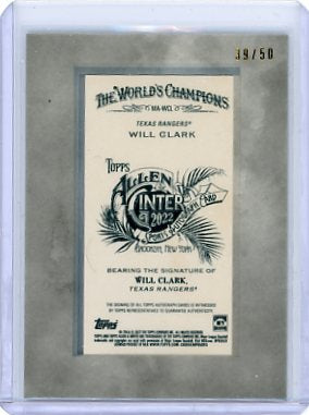 Will Clark - 2022 Topps Allen & Ginter Framed Mini Auto Black 39/50 MA-WCL