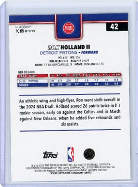 Ron Holland II - 2025-26 Topps Flagship Basketball Black Rainbow Foil 8/10 #42