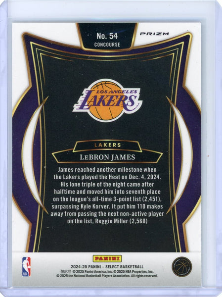 LeBron James - 2024-25 Panini Select Concourse White Sparkle Prizm #54