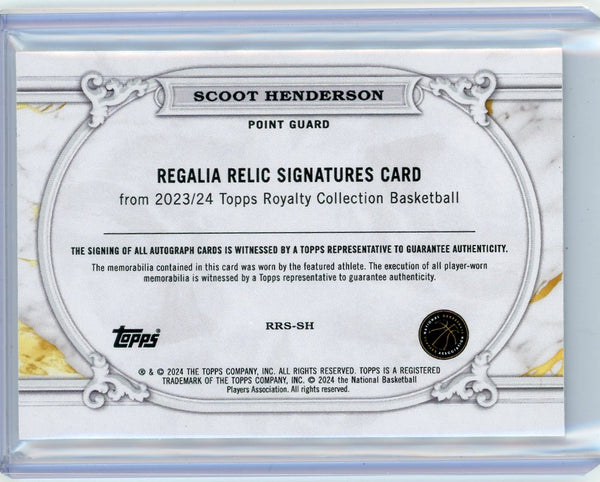 Scoot Henderson - 2023/24 Topps Royalty Basketball Rookie Auto Relic 26/99