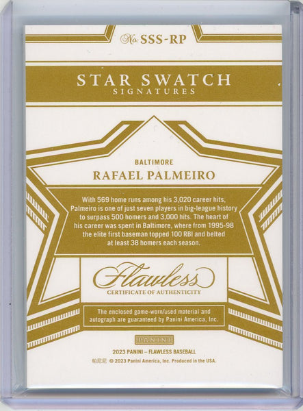 Rafael Palmeiro - 2023 Panini Flawless Star Swatch Auto 05/10 Patch Gold SSS-RP