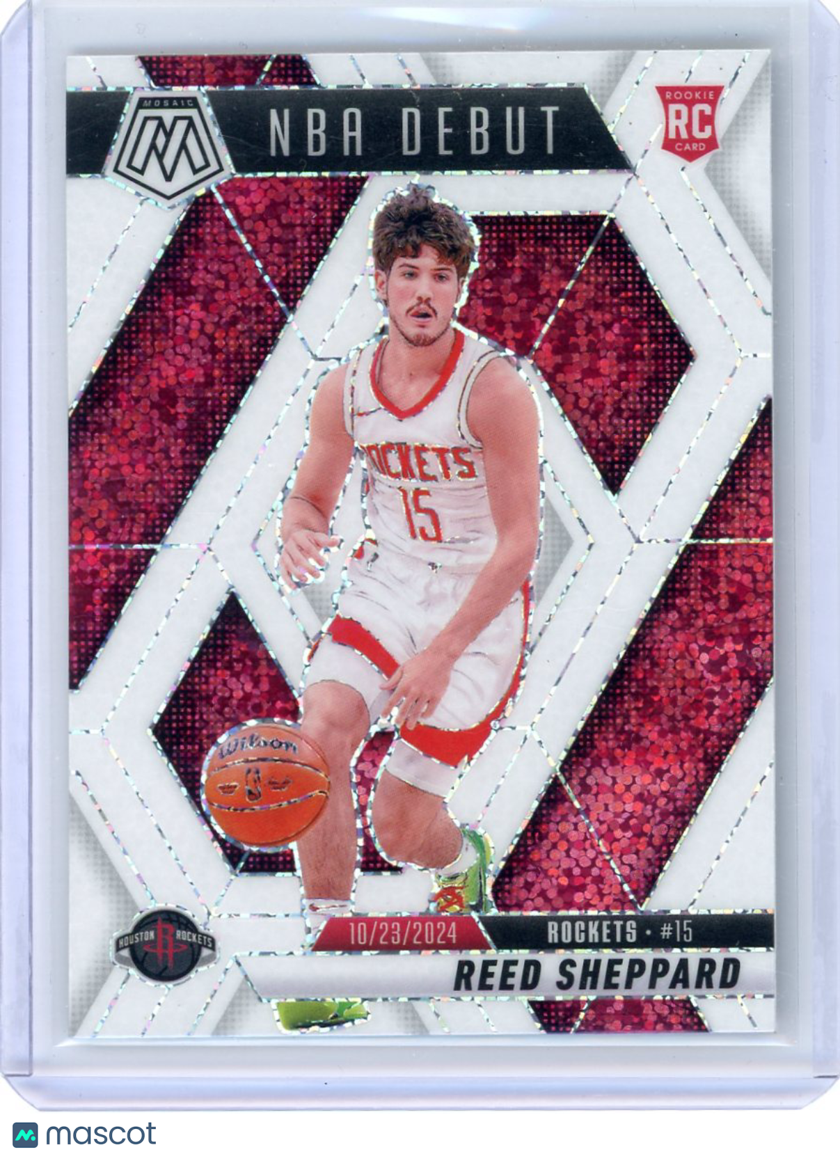 Reed Sheppard - 2024-25 Panini Mosaic NBA Debut #252 White Sparkle Rookie