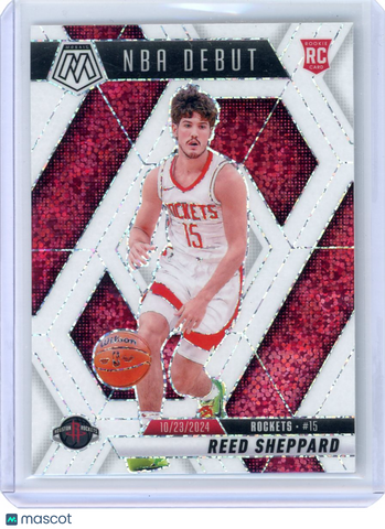 Reed Sheppard - 2024-25 Panini Mosaic NBA Debut #252 White Sparkle Rookie