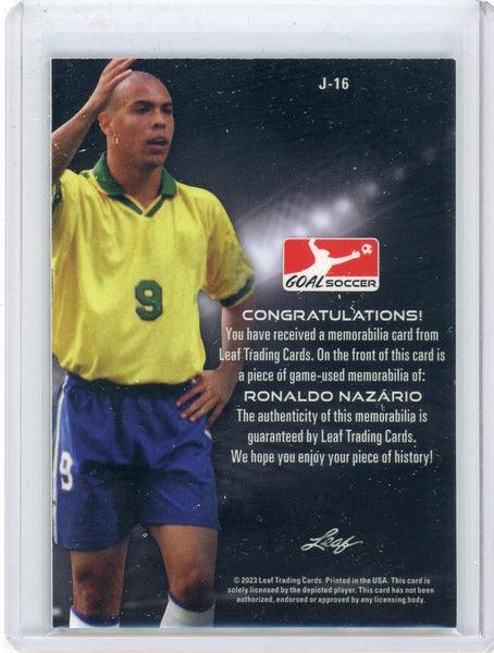 Ronaldo Nazário - 2023 Leaf Goal Soccer Game-Used Jersey Card J-16