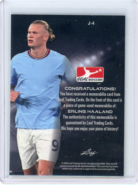 Erling Haaland - 2023 Leaf Goal Soccer Game-Used Jersey Card J-4