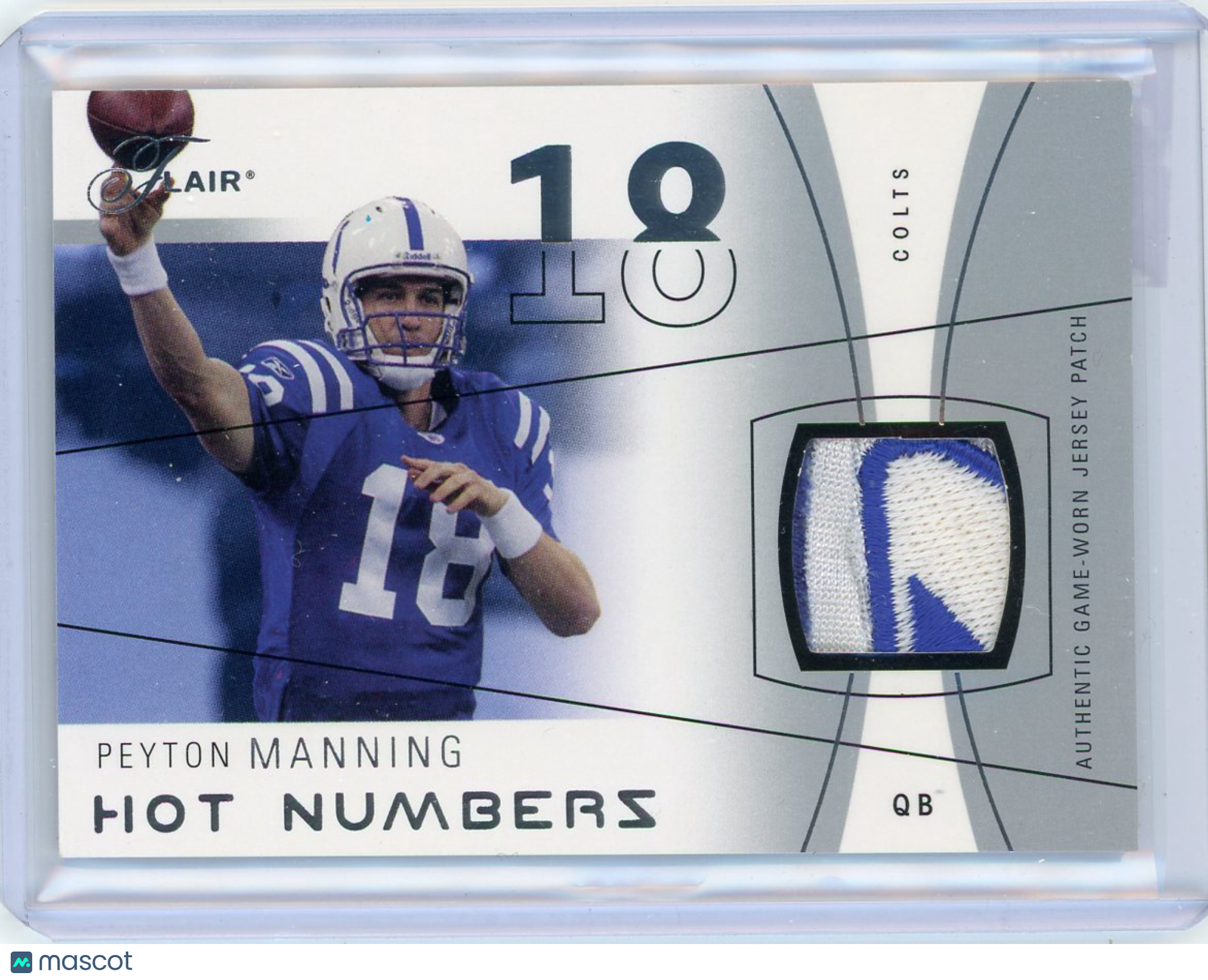Peyton Manning - 2004 Fleer Flair Hot Numbers 42/75 Game Used Reebok Logo