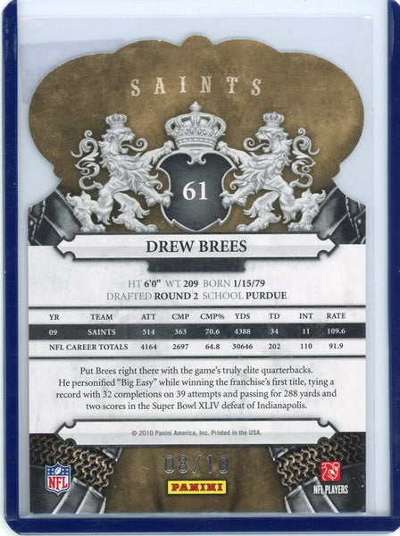 Drew Brees - 2010 Panini Crown Royale Football Green 8/10 #61 Saints