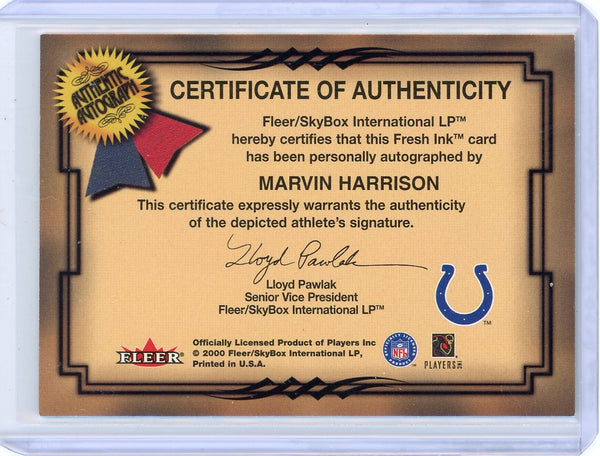 Marvin Harrison - 2000 Fleer Football Autographics Auto