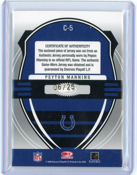 Peyton Manning - 2006 Leaf Rookies & Stars Crusade Game-Worn Jersey 06/25 C5