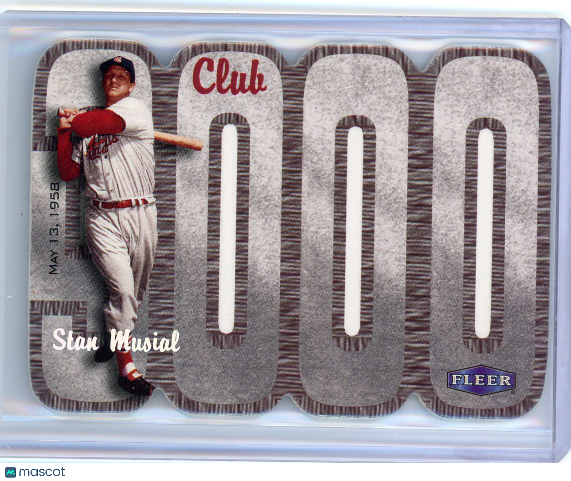 Stan Musial - 2000 Fleer Baseball Club 3000 Die Cut May 13 1958