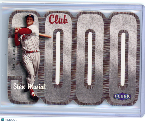 Stan Musial - 2000 Fleer Baseball Club 3000 Die Cut May 13 1958