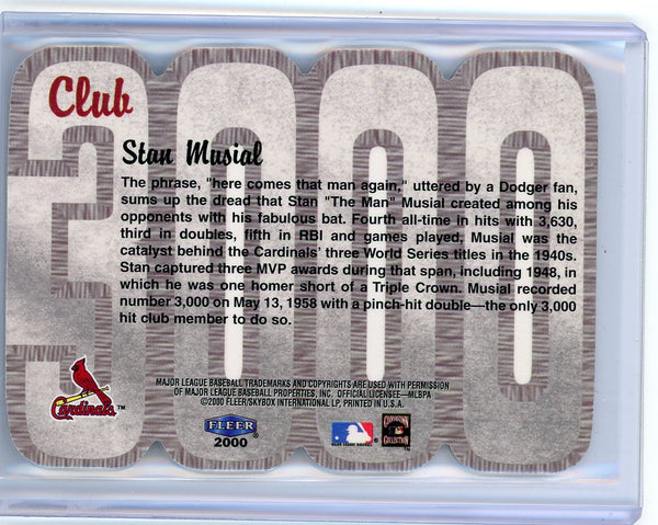 Stan Musial - 2000 Fleer Baseball Club 3000 Die Cut May 13 1958