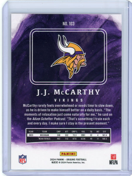 J.J. McCarthy - 2024 Panini Origins Football 067/149 Rookie Orange RC #103