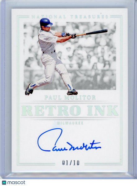 Paul Molitor - 2023 Panini National Treasures Baseball Retro Ink Gold Auto 01/10