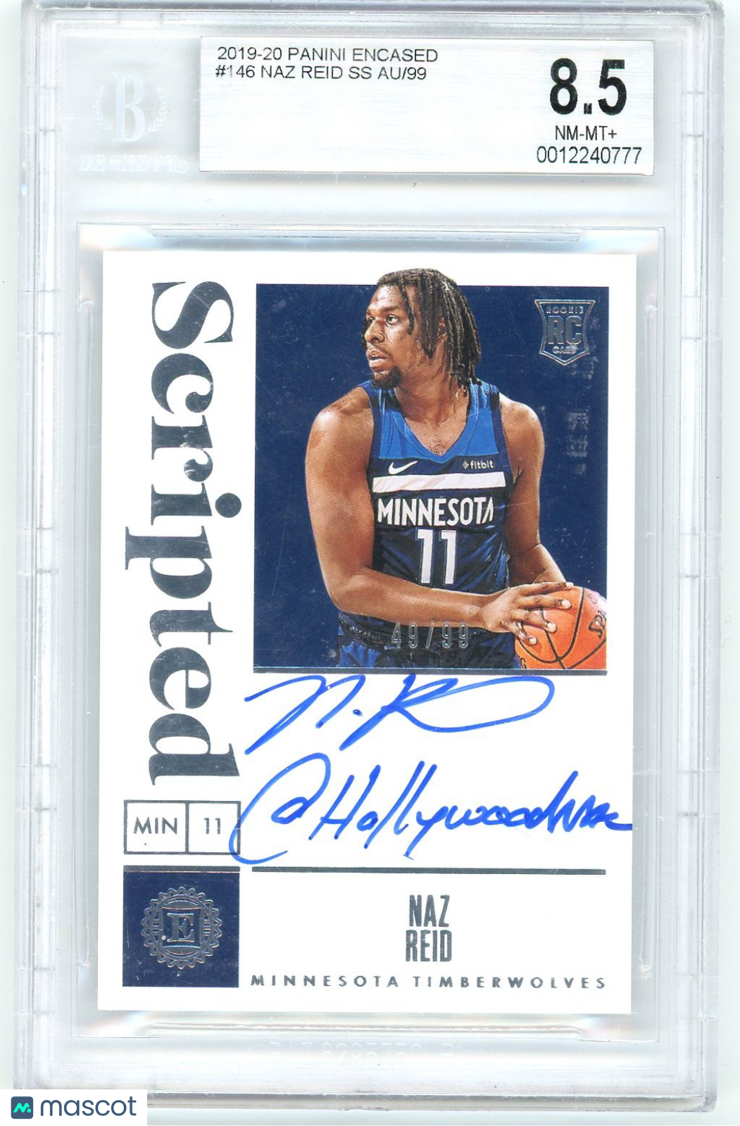 Naz Reid SS - 2019 Panini Encased BGS 8.5 Rookie AU/99 /99