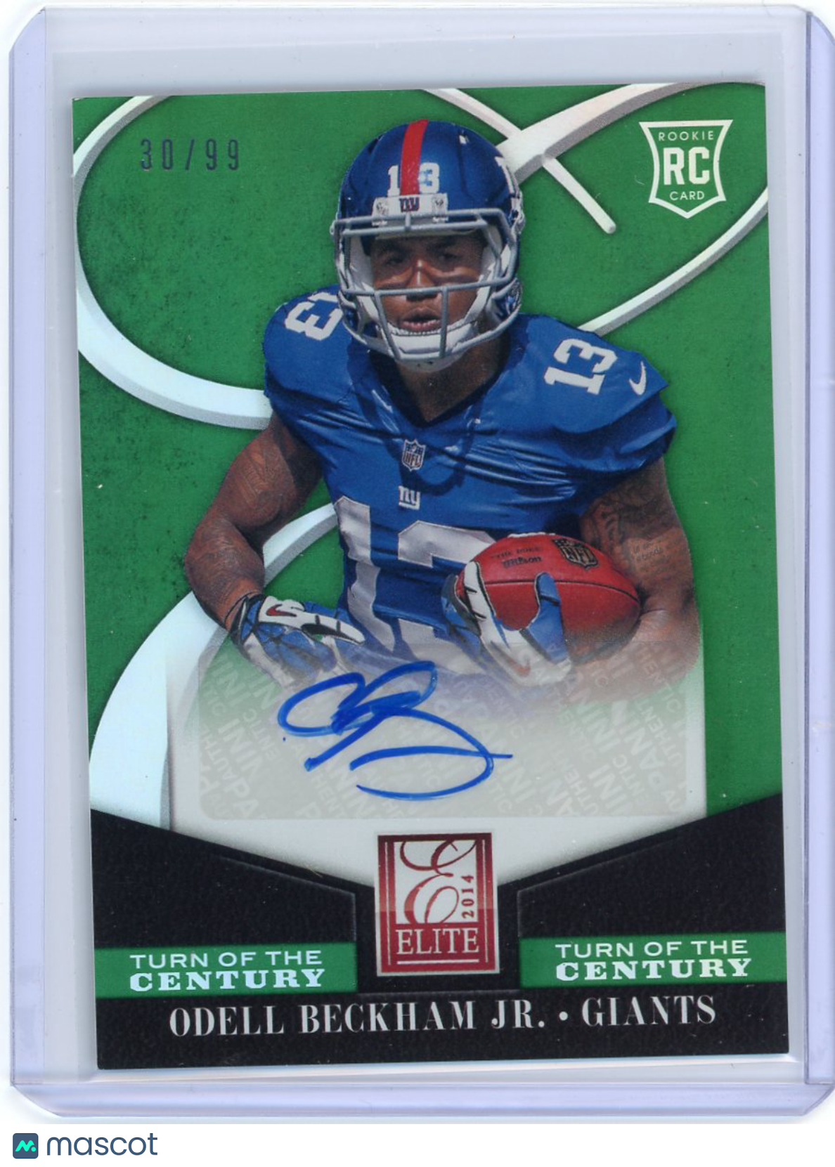 Odell Beckham Jr. 2014 Panini Elite Turn of the Century Green Rookie auto 30/99