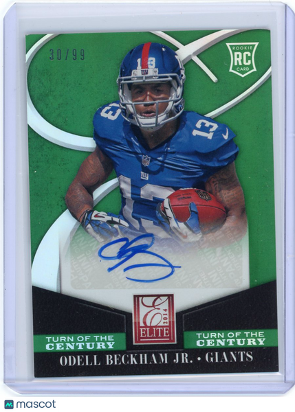 Odell Beckham Jr. 2014 Panini Elite Turn of the Century Green Rookie auto 30/99