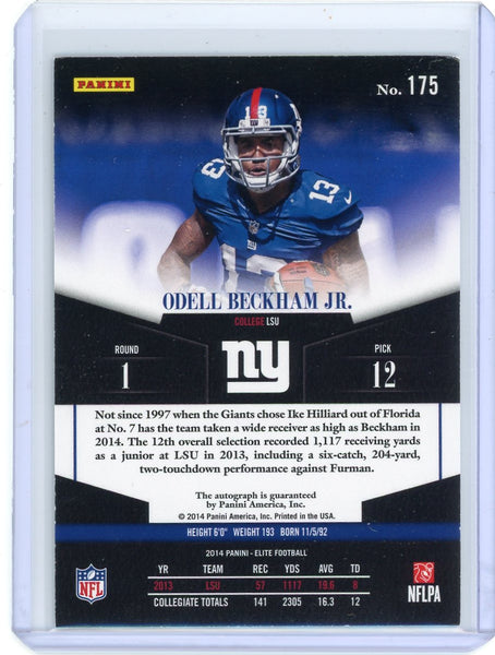 Odell Beckham Jr. 2014 Panini Elite Turn of the Century Green Rookie auto 30/99