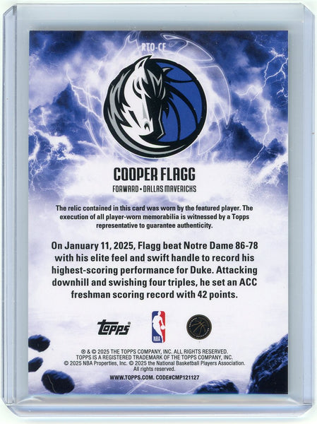 Cooper Flagg - 2025 Topps Rise to the Occasion Jersey Relic Rookie RC RTO-CF